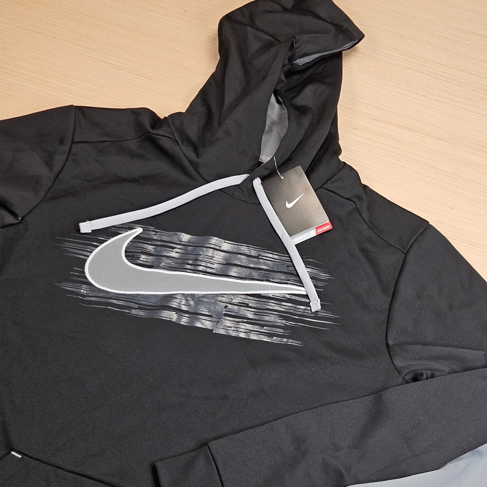 Nike KO Therma-Fit Hoodie Mens L Black Swoosh Training Pullover 749517-011 NEW